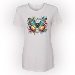 Vibrant Butterfly Music Graphic T-Shirt